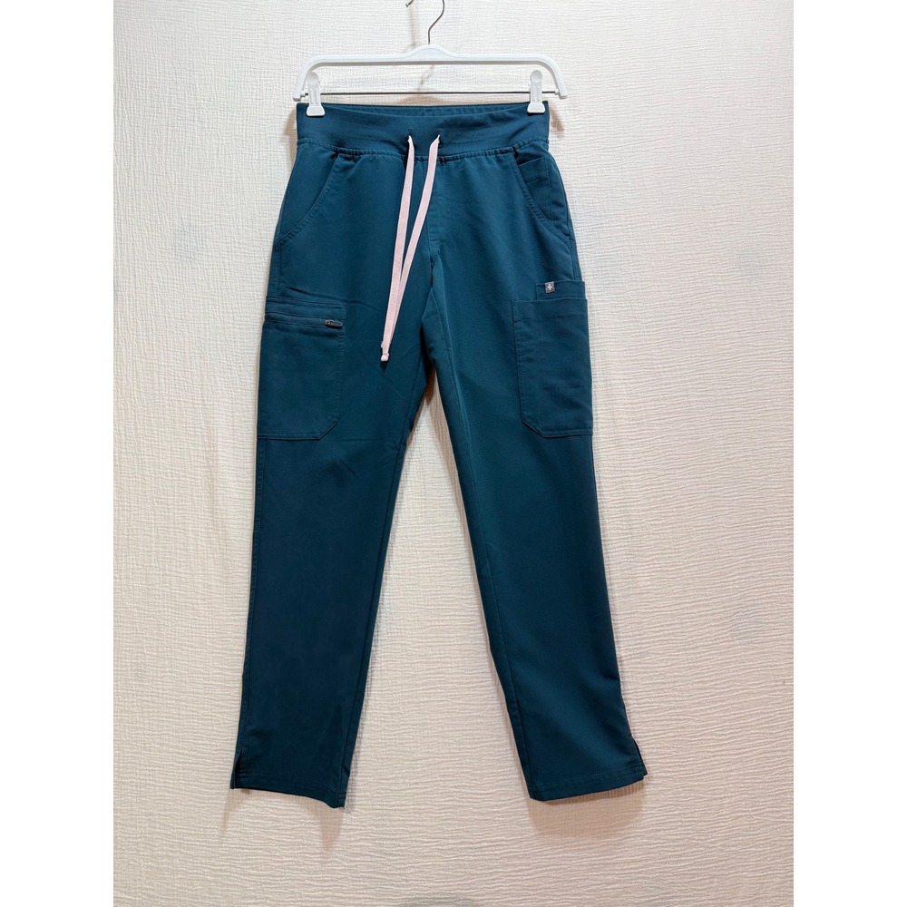 FIGS Yola Skinny Scrub Pants Womens XSP Teal Blue Technical Collection Hospital‎